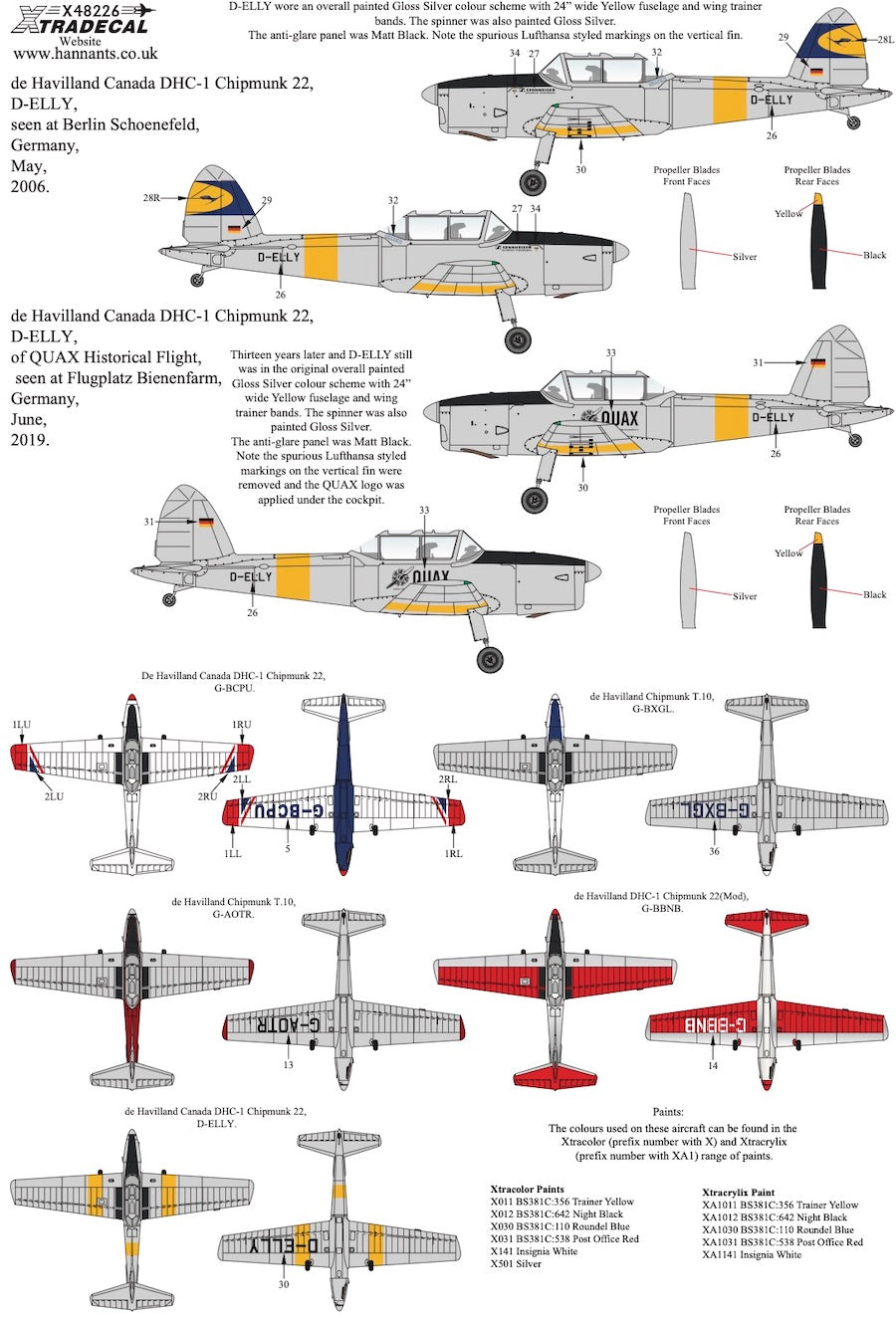 Xtradecal X48226 1:48 de Havilland Chipmunk In Civil Hands