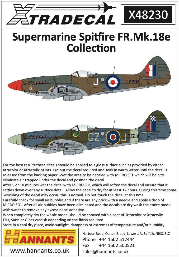 Xtradecal X48230 1:48 Supermarine Spitfire F Mk.XVIII Collection