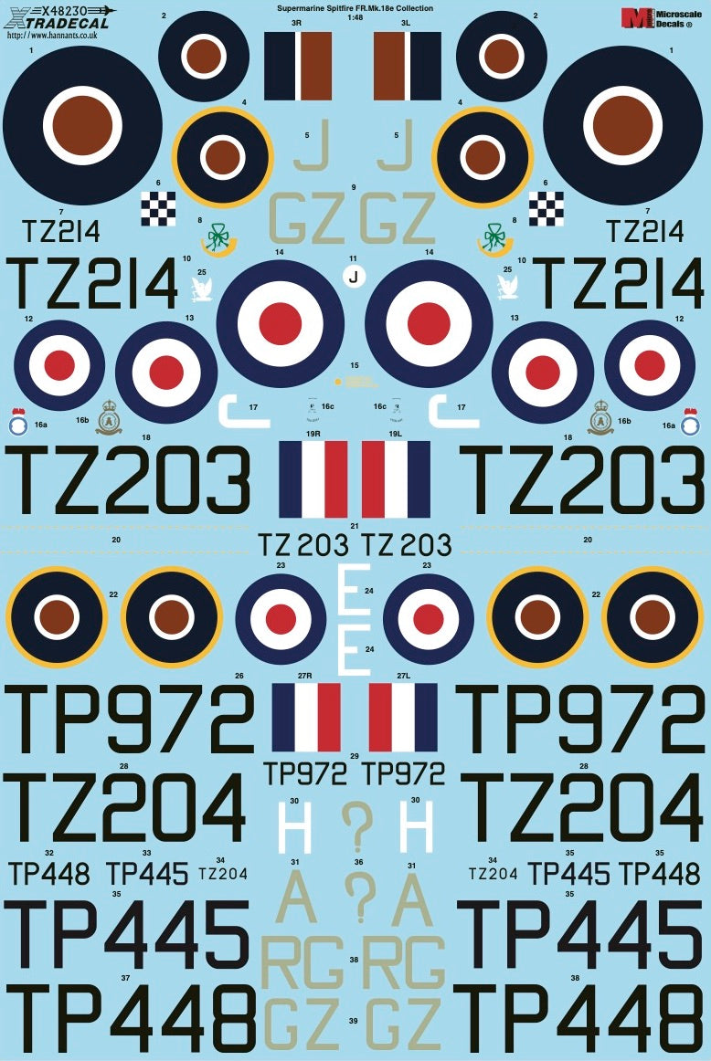 Xtradecal X48230 1:48 Supermarine Spitfire F Mk.XVIII Collection