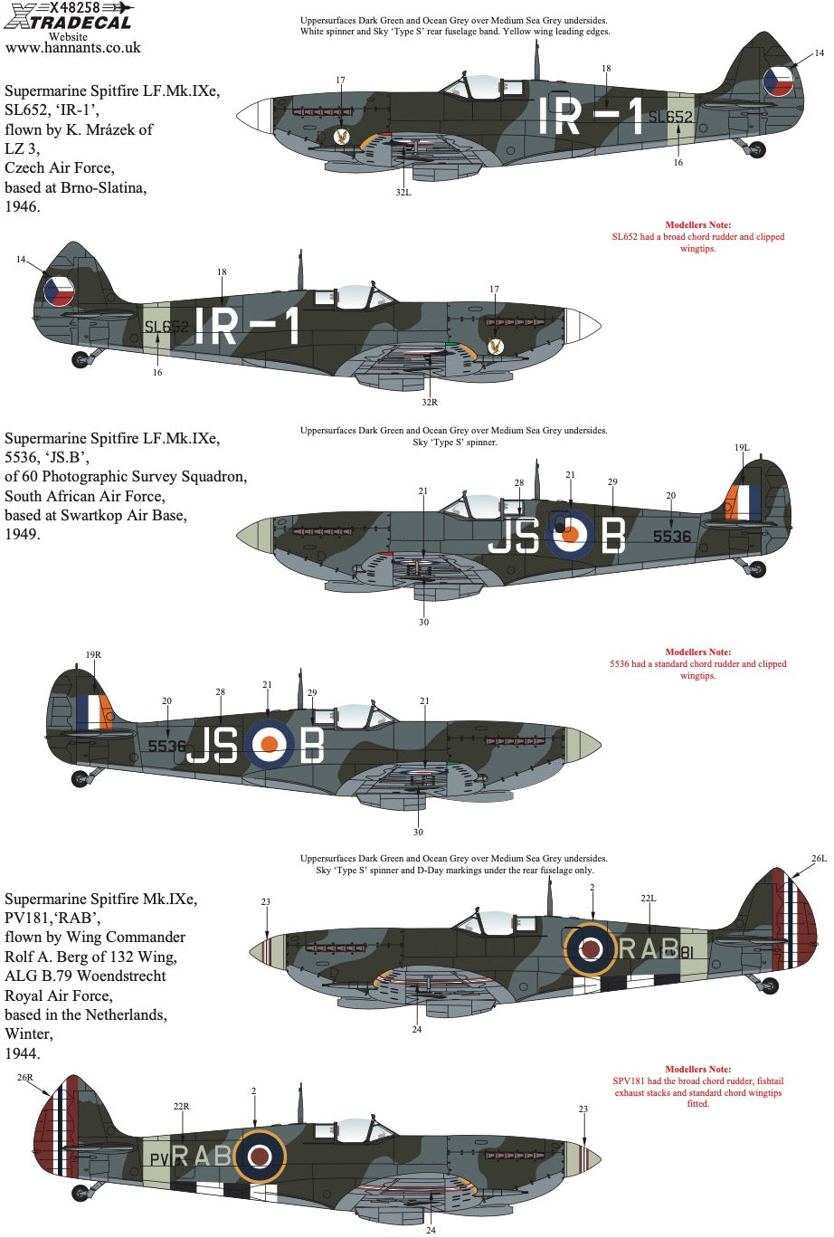 Xtradecal X48258 1:48 Supermarine Spitfire Mk.IXe Collection