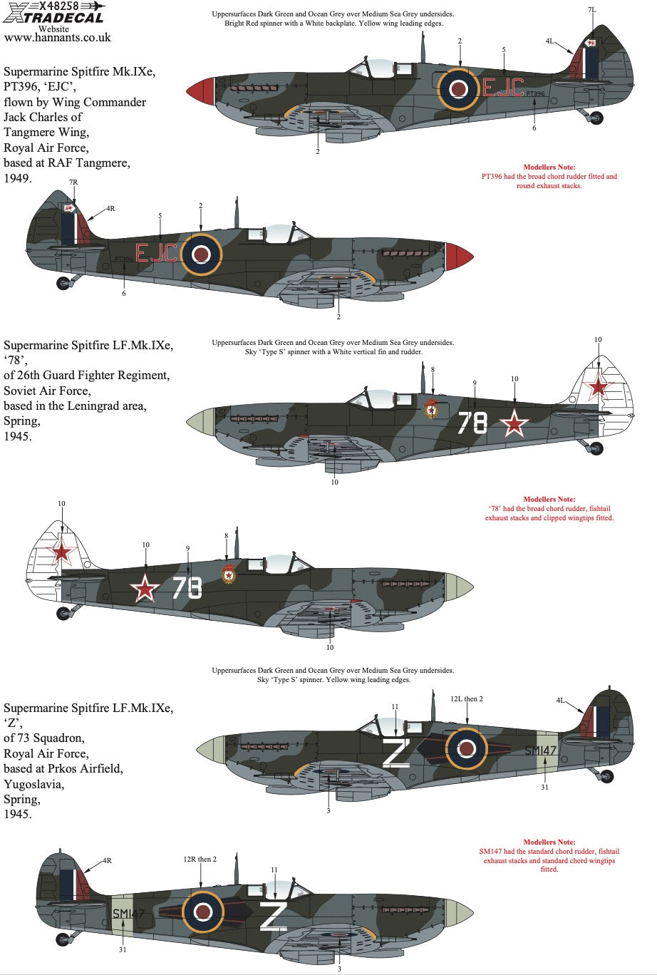 Xtradecal X48258 1:48 Supermarine Spitfire Mk.IXe Collection