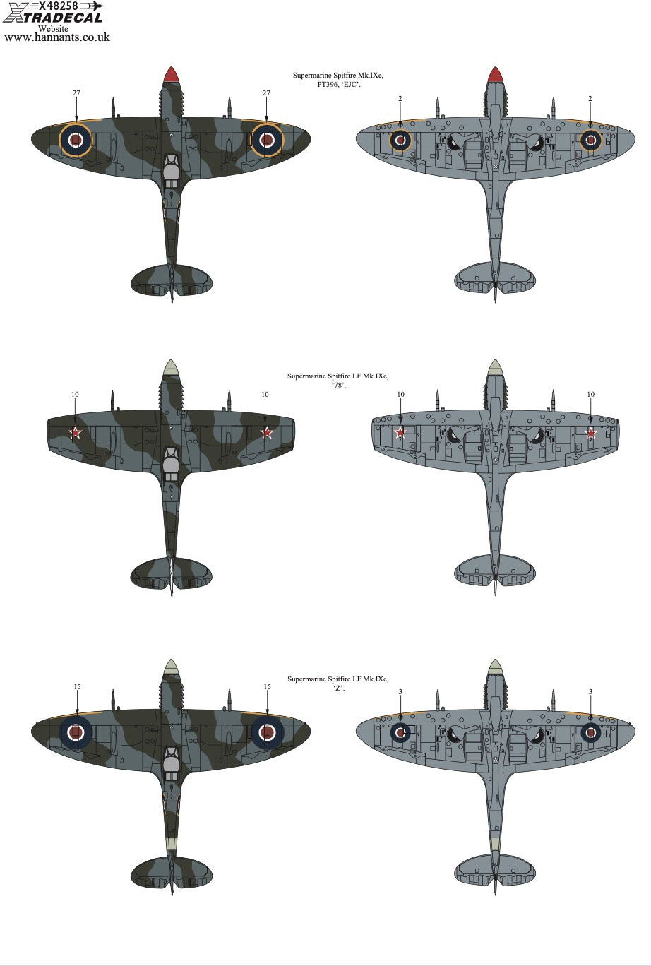 Xtradecal X48258 1:48 Supermarine Spitfire Mk.IXe Collection