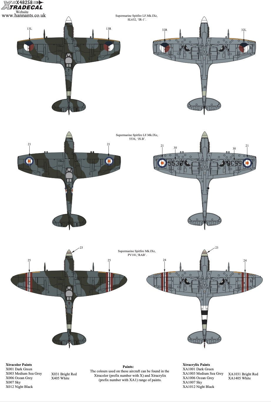 Xtradecal X48258 1:48 Supermarine Spitfire Mk.IXe Collection