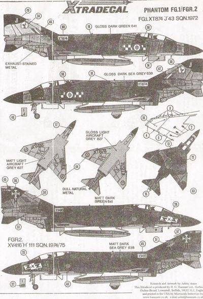 Xtradecal X72003 1:72 McDonnell-Douglas Phantom FG.1/FGR.2 Phantom