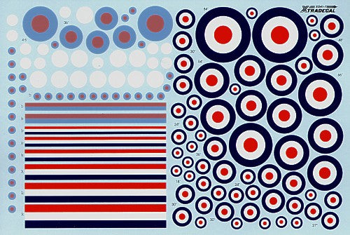 Xtradecal X72041 RAF Post War D Type Roundels and Rudder Stripes 1:72