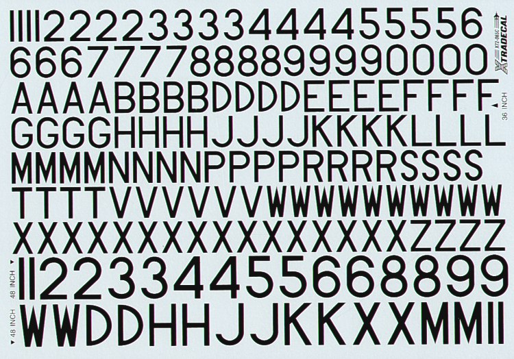 Xtradecal X72065 1:72 RAF Post War Serial Letters and Numbers,