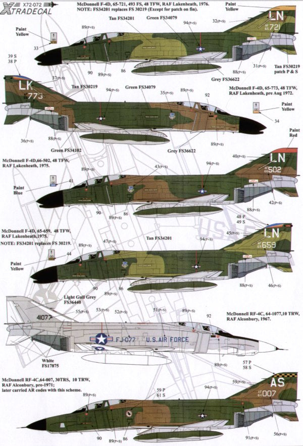 Xtradecal X72072 1:72 Reprinted!! USAFE UK based McDonnell F-4 Phantoms