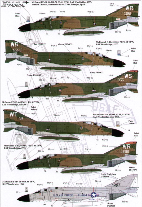Xtradecal X72072 1:72 Reprinted!! USAFE UK based McDonnell F-4 Phantoms