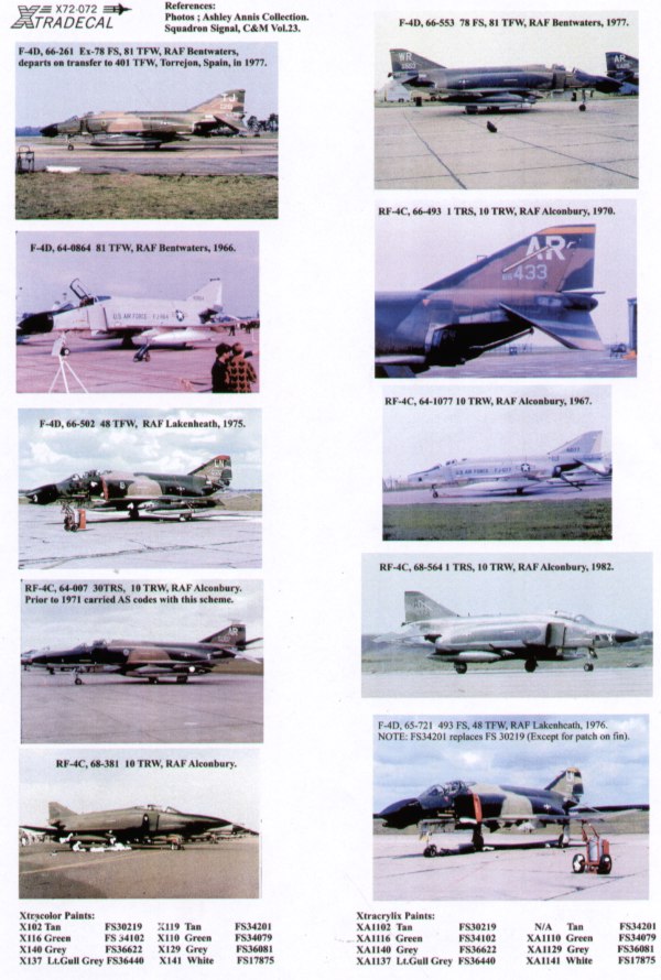 Xtradecal X72072 1:72 Reprinted!! USAFE UK based McDonnell F-4 Phantoms