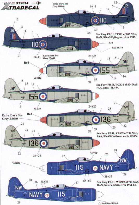 Xtradecal X72074 1:72 Hawker Sea Fury FB.11