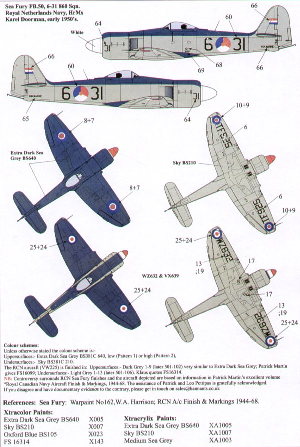 Xtradecal X72074 1:72 Hawker Sea Fury FB.11