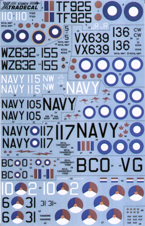 Xtradecal X72074 1:72 Hawker Sea Fury FB.11