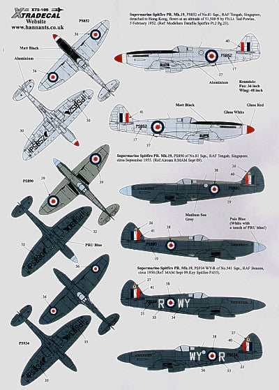 Xtradecal X72105 1:72 REPRINTED!! Supermarine Spitfire Pr Mk.XIX/ Spitfire PR.19