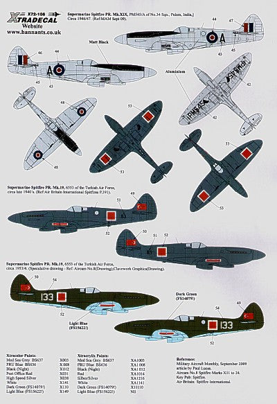 Xtradecal X72105 1:72 REPRINTED!! Supermarine Spitfire Pr Mk.XIX/ Spitfire PR.19