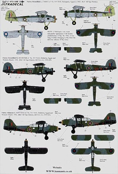 Xtradecal X72108 1:72 Fleet Air Arm/FAA 815 RNAS 1942-2009