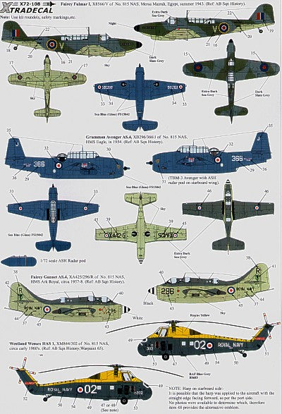 Xtradecal X72108 1:72 Fleet Air Arm/FAA 815 RNAS 1942-2009