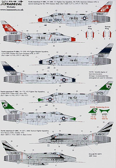 Xtradecal X72109 1:72 North-American F-100C Super Sabre