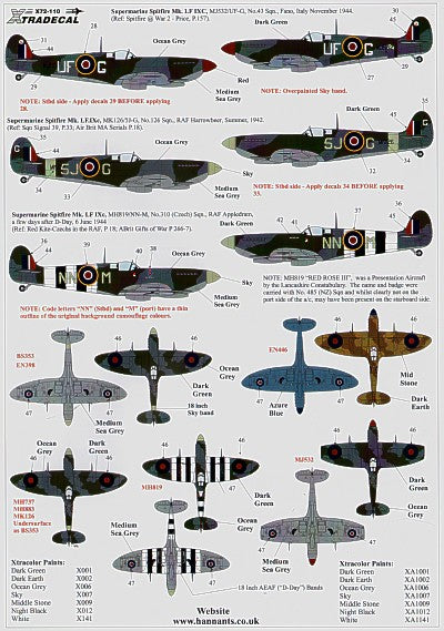 Xtradecal X72110 1:72 Supermarine Spitfire Mk.IXc