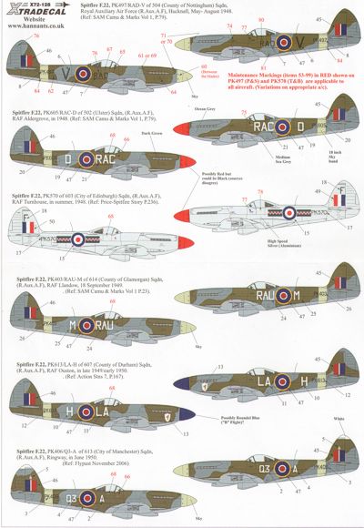 Xtradecal X72128 1:72 Supermarine Spitfire F.22