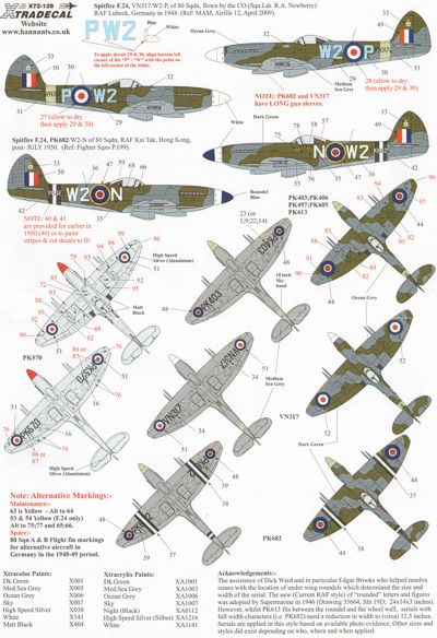 Xtradecal X72128 1:72 Supermarine Spitfire F.22