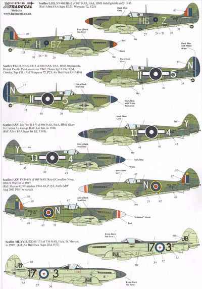 Xtradecal X72135 1:72 Supermarine Seafire Mk.II/Mk.III/Mk.XV/Mk.XVII
