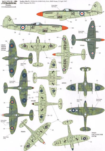 Xtradecal X72135 1:72 Supermarine Seafire Mk.II/Mk.III/Mk.XV/Mk.XVII