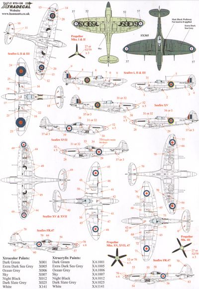 Xtradecal X72135 1:72 Supermarine Seafire Mk.II/Mk.III/Mk.XV/Mk.XVII