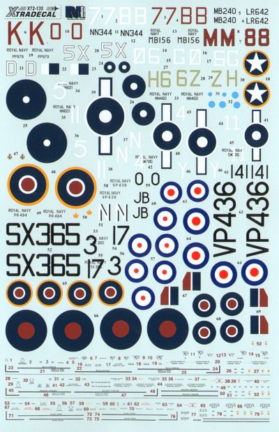 Xtradecal X72135 1:72 Supermarine Seafire Mk.II/Mk.III/Mk.XV/Mk.XVII