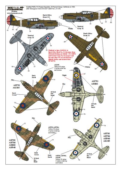 Xtradecal X72139 1:72 Curtiss P-40B Tomahawk
