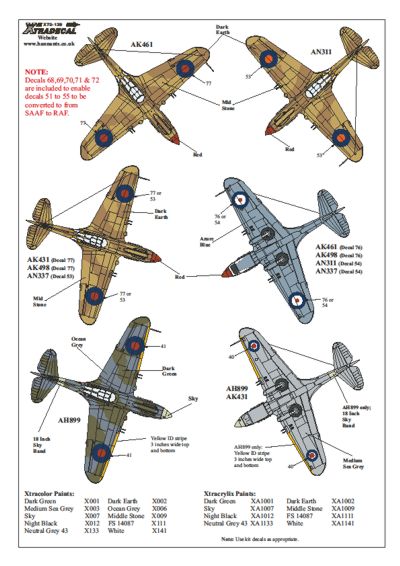 Xtradecal X72139 1:72 Curtiss P-40B Tomahawk