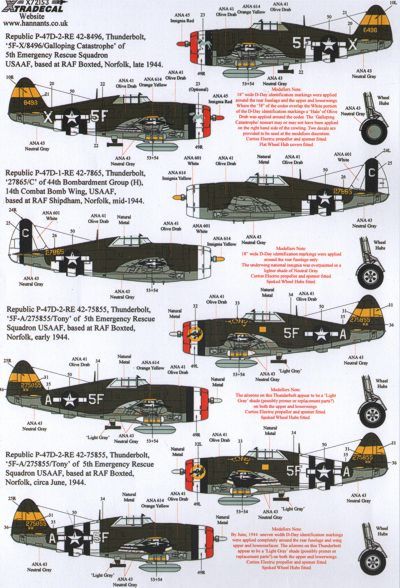 Xtradecal X72153 1:72 REPRINTED!! Republic P-47D Thunderbolts