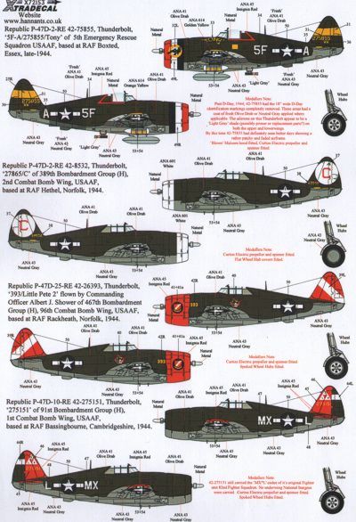 Xtradecal X72153 1:72 REPRINTED!! Republic P-47D Thunderbolts