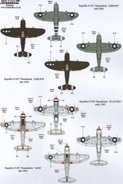 Xtradecal X72153 1:72 REPRINTED!! Republic P-47D Thunderbolts