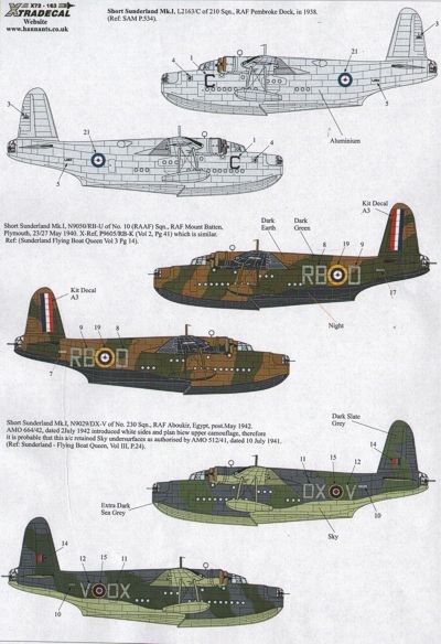 Xtradecal X72163 1:72 Short Sunderland Mk.I