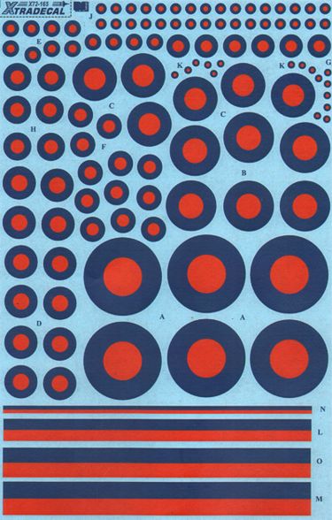 Xtradecal X72165 1:72 RAF Post War Red/Blue Tactical Roundels