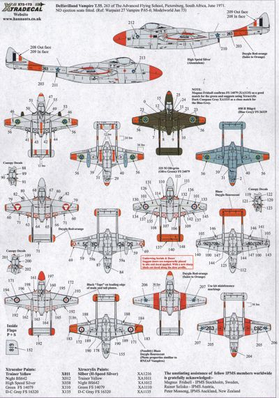 Xtradecal X72173 1:72 de Havilland Vampire T.55 Overseas Operators Part1