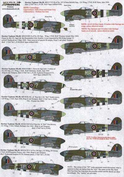 Xtradecal X72179 1:72 REPRINTED!! Hawker Typhoon Mk.IB
