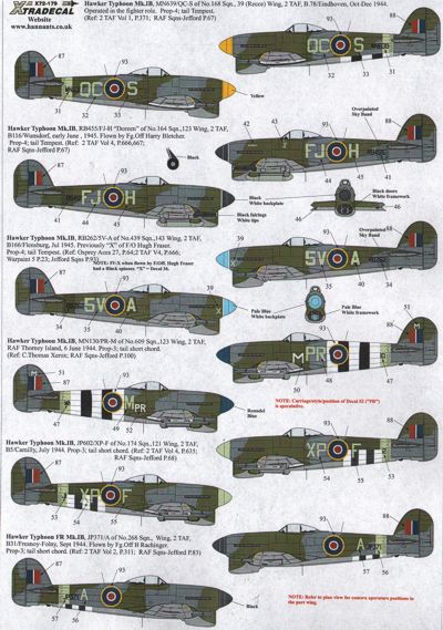 Xtradecal X72179 1:72 REPRINTED!! Hawker Typhoon Mk.IB