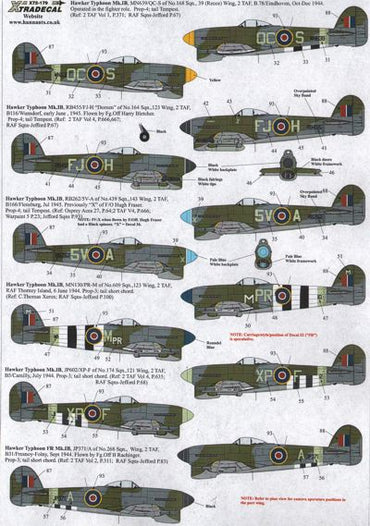 Xtradecal X72179 1:72 REPRINTED!! Hawker Typhoon Mk.IB