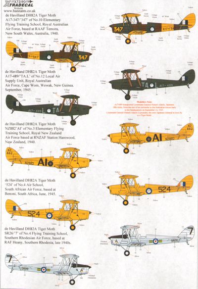 Xtradecal X72190 1:72 de Havilland DH.82A Tiger Moth