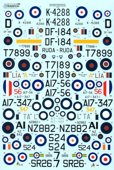 Xtradecal X72190 1:72 de Havilland DH.82A Tiger Moth