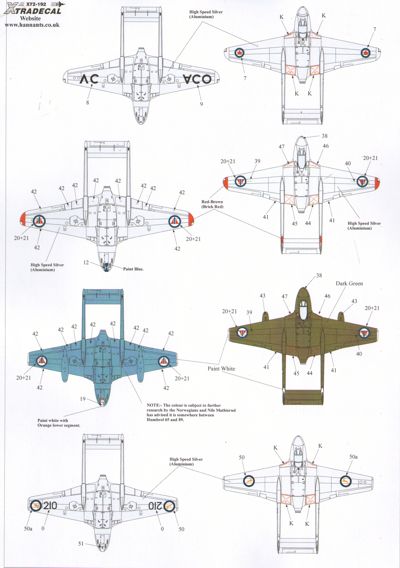 Xtradecal X72192 1:72 de Havilland Vampire Overseas Users