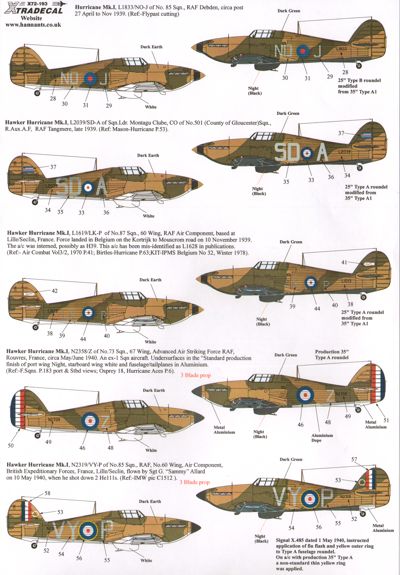 Xtradecal X72193 1:72 Hawker Hurricane Mk.I Early with fabric wing