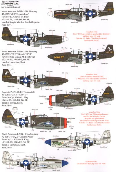 Xtradecal X72196 D-Day 70th Anniv Pt 3 US Army 8th and 9th Air Forces 1:72