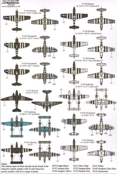 Xtradecal X72196 D-Day 70th Anniv Pt 3 US Army 8th and 9th Air Forces 1:72