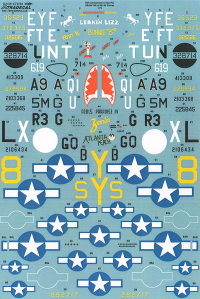 Xtradecal X72196 D-Day 70th Anniv Pt 3 US Army 8th and 9th Air Forces 1:72