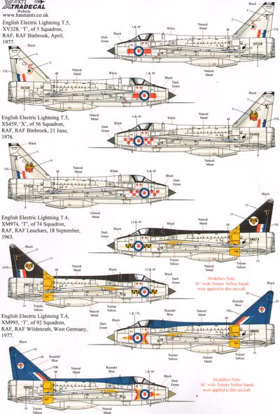 Xtradecal X72200 1:72 BAC/EE Lightning T.4/T.5 Part 1