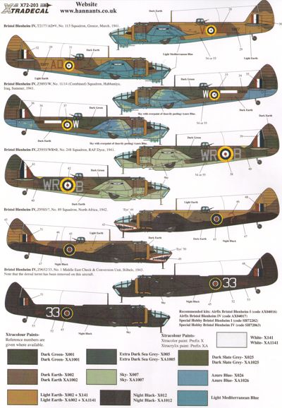 Xtradecal X72203 1:72 Bristol Blenheim Mk.I/Mk.IF/Mk.IV Pt.2
