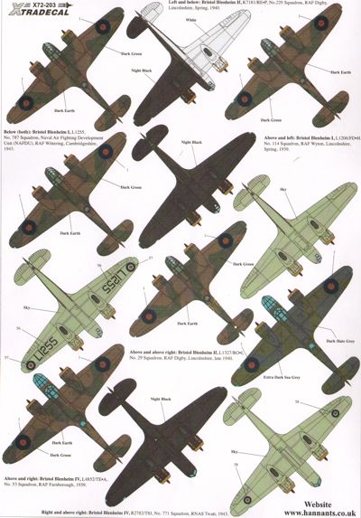 Xtradecal X72203 1:72 Bristol Blenheim Mk.I/Mk.IF/Mk.IV Pt.2