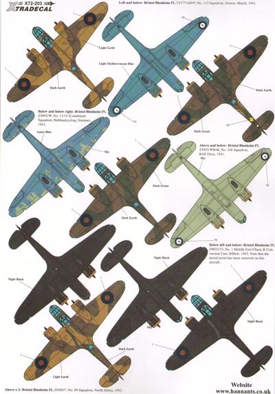 Xtradecal X72203 1:72 Bristol Blenheim Mk.I/Mk.IF/Mk.IV Pt.2